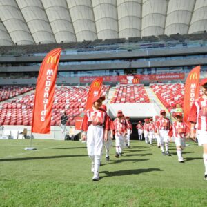 Feather flags at McDonalds sponsorship fanzone event