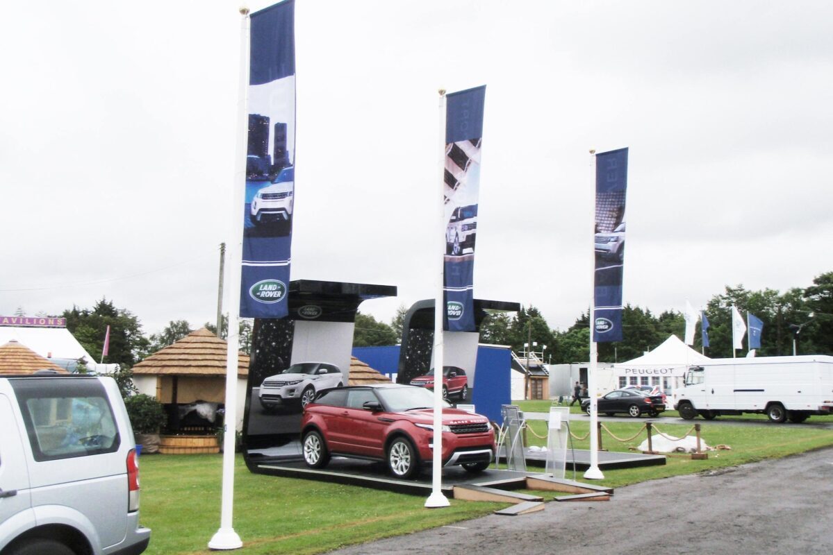 Flags on ground darts at the Land Rover brand experience day