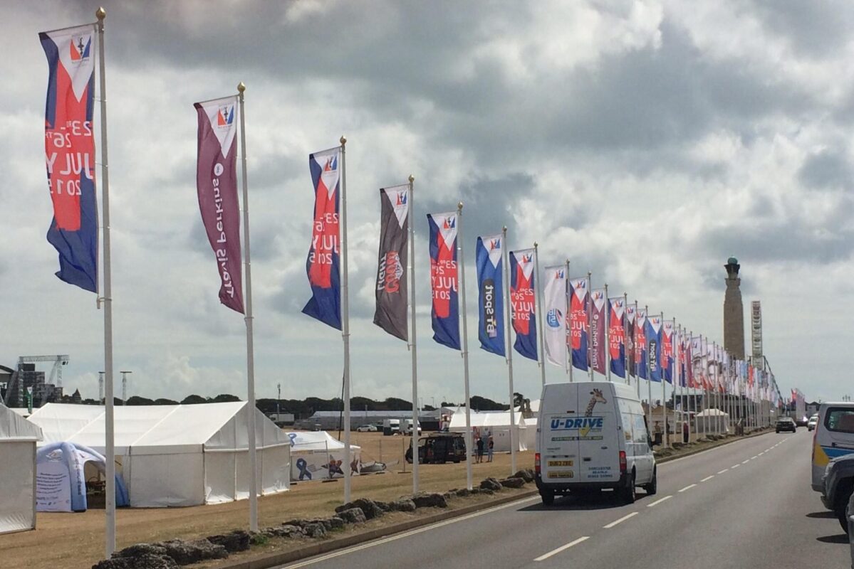 Flags on ground darts at the Americas Cup event