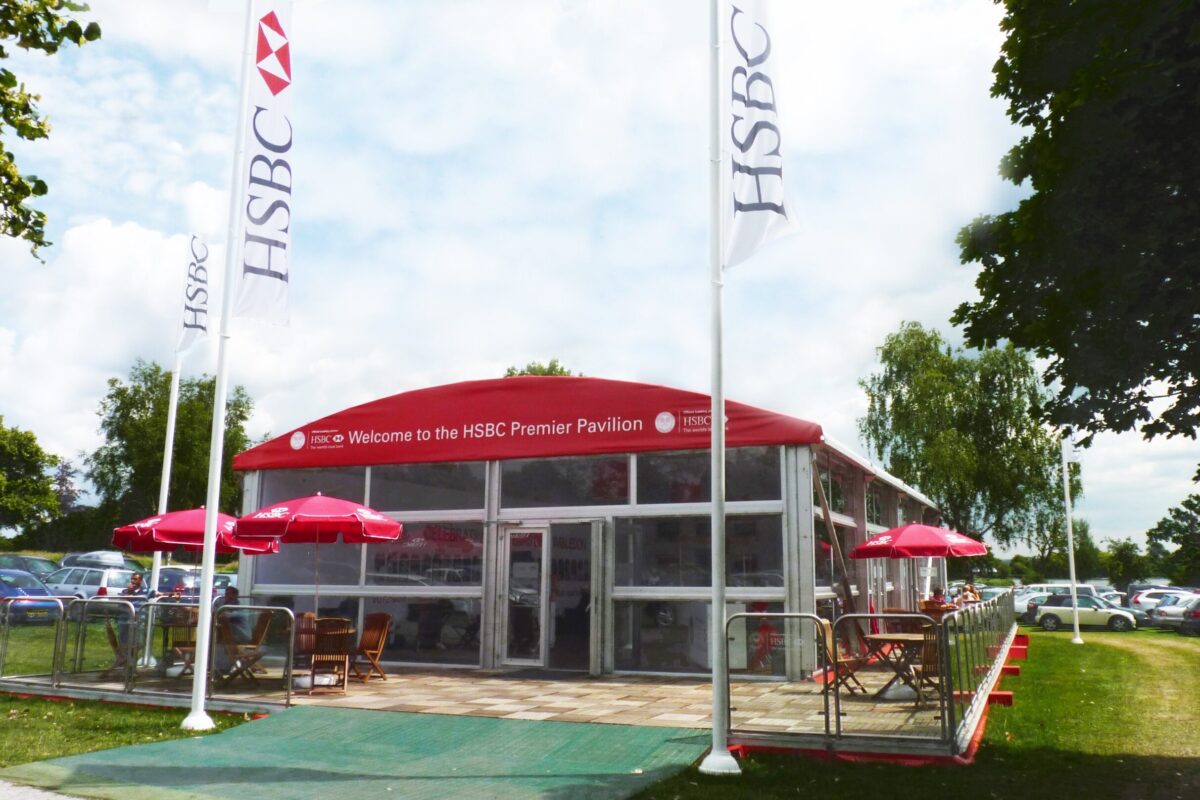Flags on ground darts at the HSBC hospitality pavilion