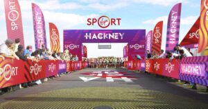 3D start line gantry at the Hackney Half Marathon